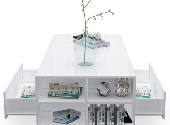 Wooden LED Coffee Table With Storage