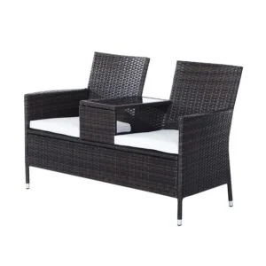 Outsunny Rattan Garden Chair Table Brown