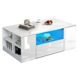 Wooden LED Coffee Table With Storage