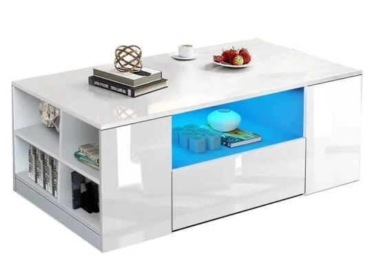 Wooden LED Coffee Table With Storage