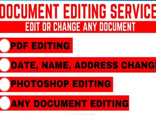 Document Editing – Photoshop & PDF, Word, EXCEL,, Powerpoint