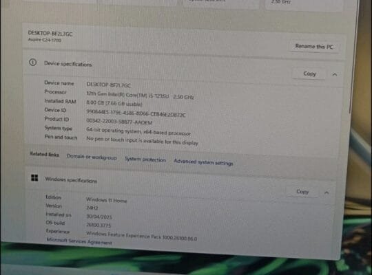 Acer Aspire C24-1700 23.8″ All In One PC i5 12th Gen 1TB Storage 8GB RAM