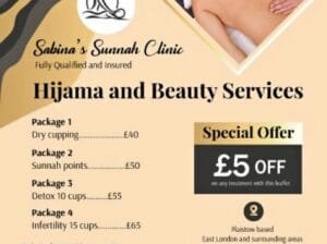 Hijama, massages and various facials available for ladies