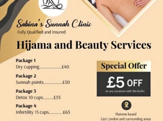 Hijama, massages and various facials available for ladies
