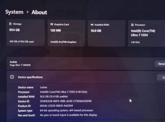 Lenovo Yoga Slim 7i 14IMH9 Ultra 7 155H Excellent Condition